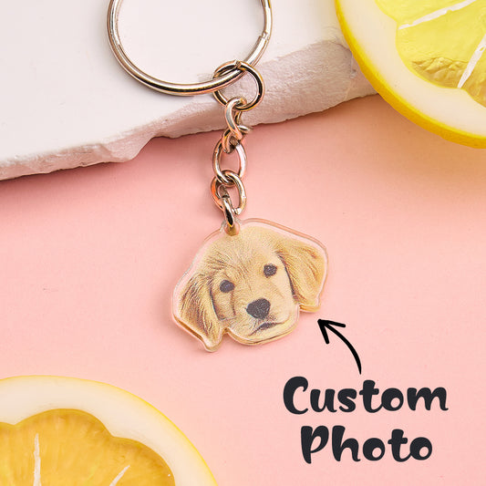 Personalized Pet Portrait Keychain Birthday Anniversary Gift for Pet Lovers