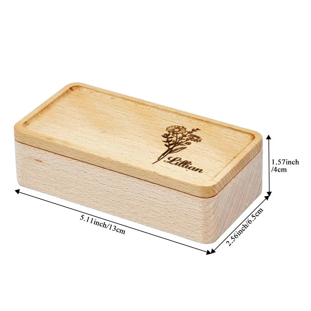 Personalised Birth Flower Jewellery Box Custom Name Jewellery Organizer Gift for Her