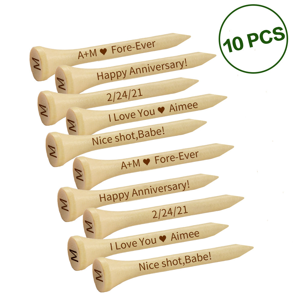 Personalized Engraved Bamboo Golf Tees with Text for Golf Training