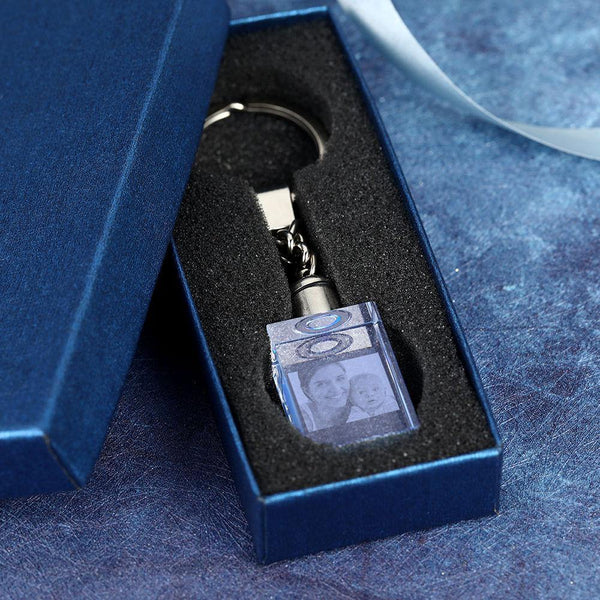 Personalized Photo Rectangle Crystal Keychain With LED Light