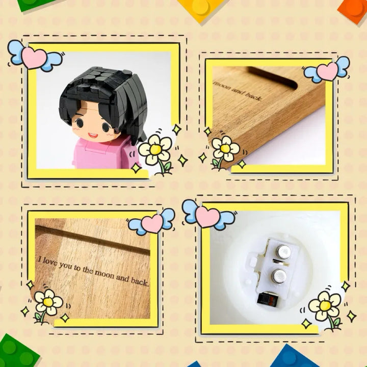 Custom Name & Photo Brick Figure Night Light Personalized Family Night Light Best Gift