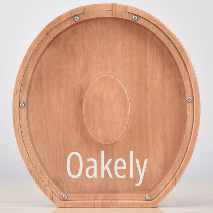 Custom Engraved Name Oak Wooden Letter Piggy Bank