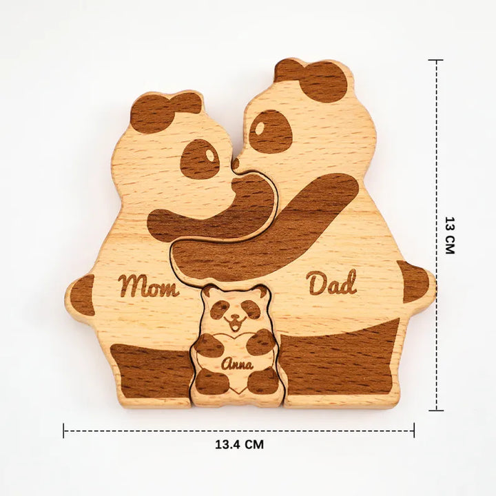 Custom Names Wooden Panda Family Block Puzzle Home Decor Gifts