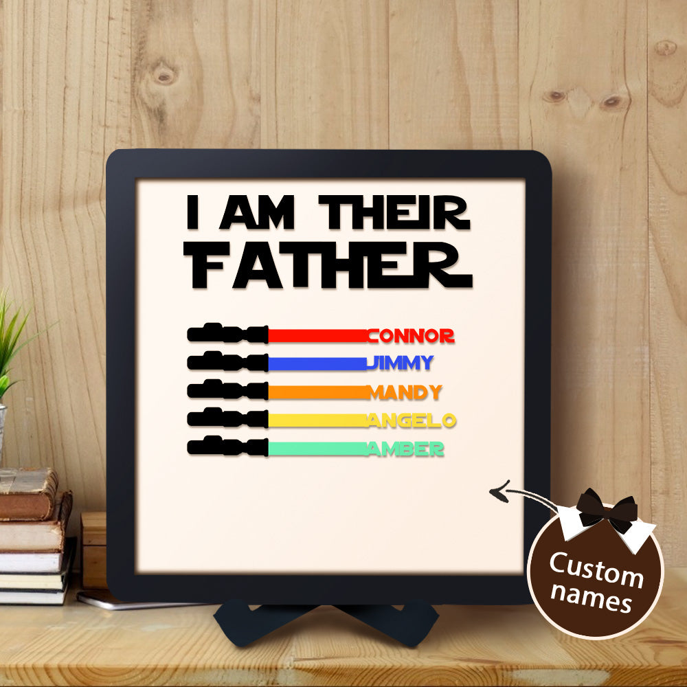 Custom Name Light Saber I AM THEIR FATHER Wooden Sign for Father's Day Gifts