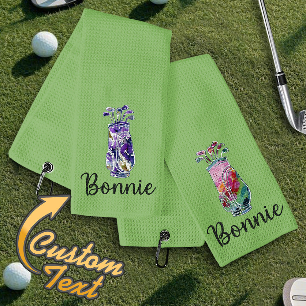 Personalized Golf Towel with Hanging Clip Golfing Clubs Golf Towel Gift for Golf Lovers