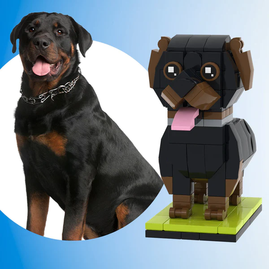 Fully Body Customizable Rottweiler 1 Dog Photo Custom Brick Figures Small Particle Block Brick Me Figures Customized Rottweiler Only