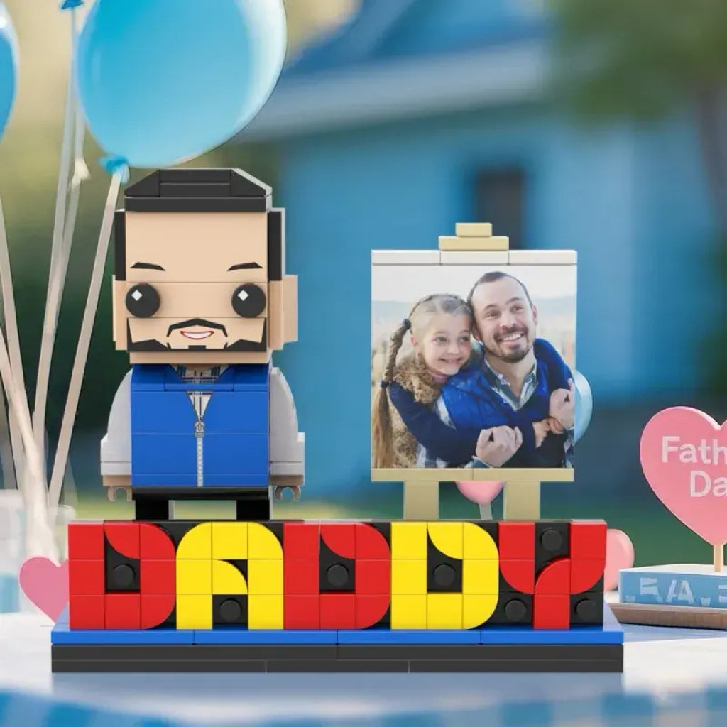 Full Body Customizable DADDY Building Block Figures with Photo - Perfect Father's Day Gift