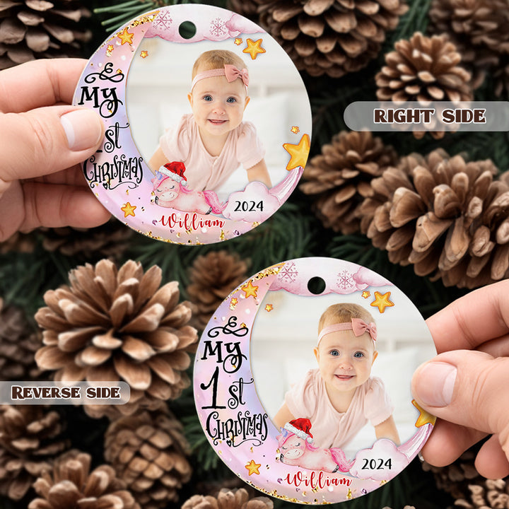 Personalized Baby's First Christmas Ornament with Photo Unicorn Christmas Ornament Gift for Kids