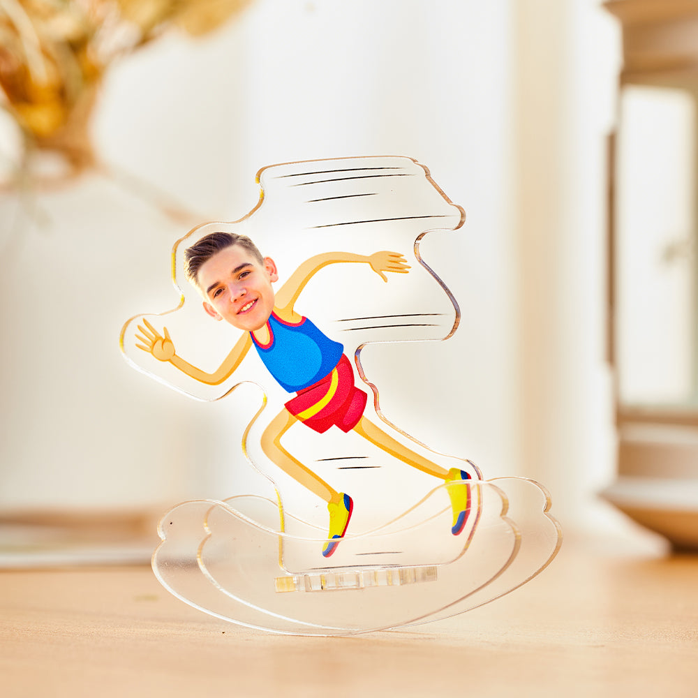 Personalized Running Man Desktop Tumbler Standing Figures Display Stands