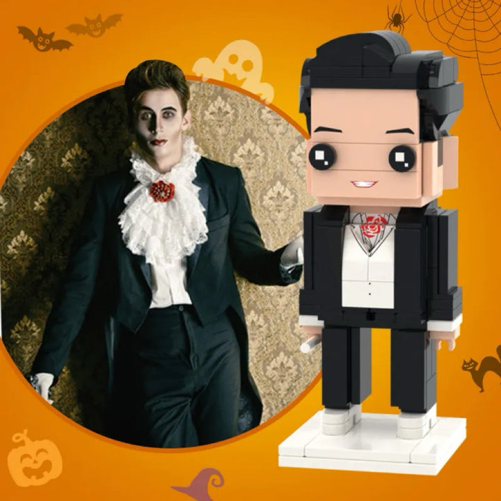 Full Body Custom 1 Person Brick Figures Small Particle Block Count Dracula Brick Figures Halloween Gifts