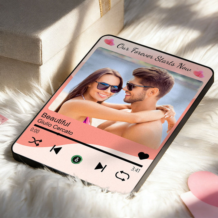 Custom Music Pink Plaque Personalized Photo Music Plaque Can Play Songs Gift for Lover Valentines GIft