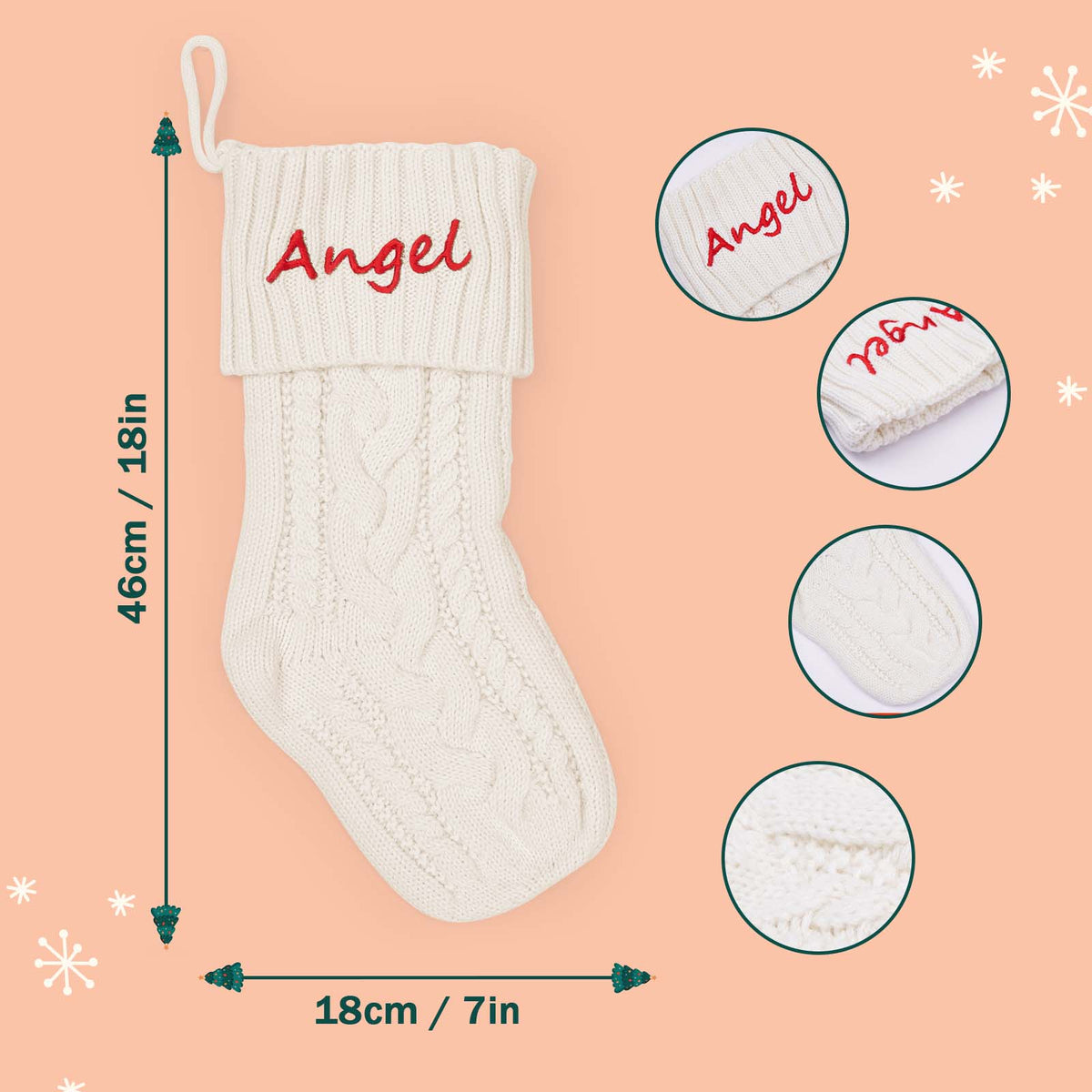 Personalized Christmas Stocking with Custom Name – Festive Holiday Decor for the Family