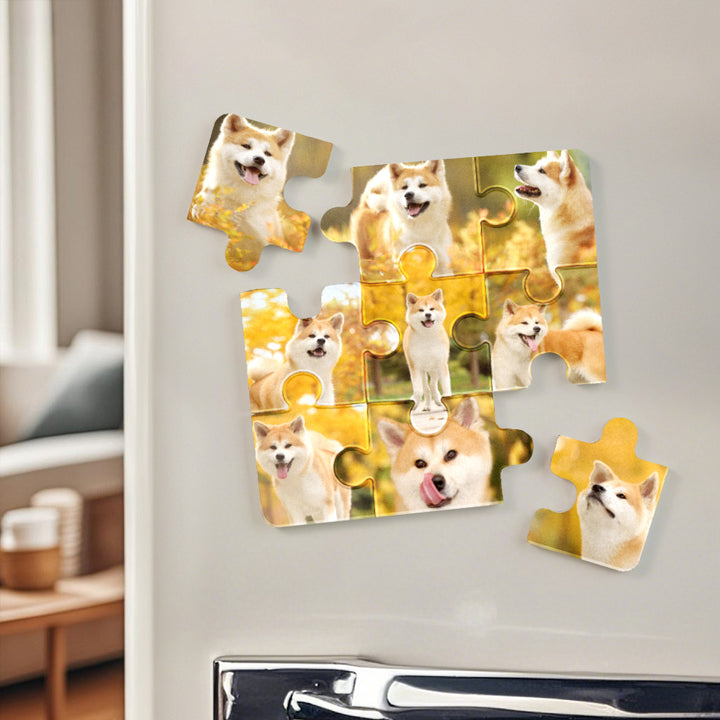 Personalized Photo Puzzle-Shaped Fridge Magnet – Custom Gift for Pet Lover