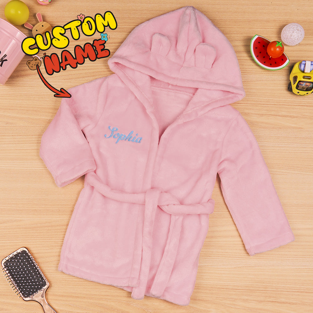 Personalized Baby Sleepwear with Embroidery Name Bear Ears Dressing Gown Gift for Kid