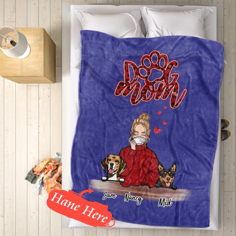Personalized Name Dog Mom Fleece Blanket - Choose Number Of Pets