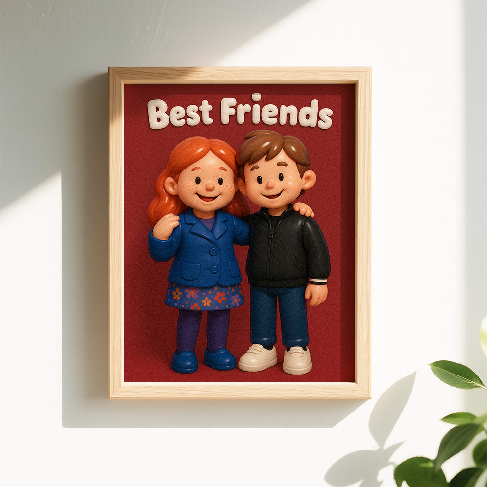 Custom Photo & Text Cartoon-Style Cute Photo Frame – Valentine’s Day & Birthday Gift