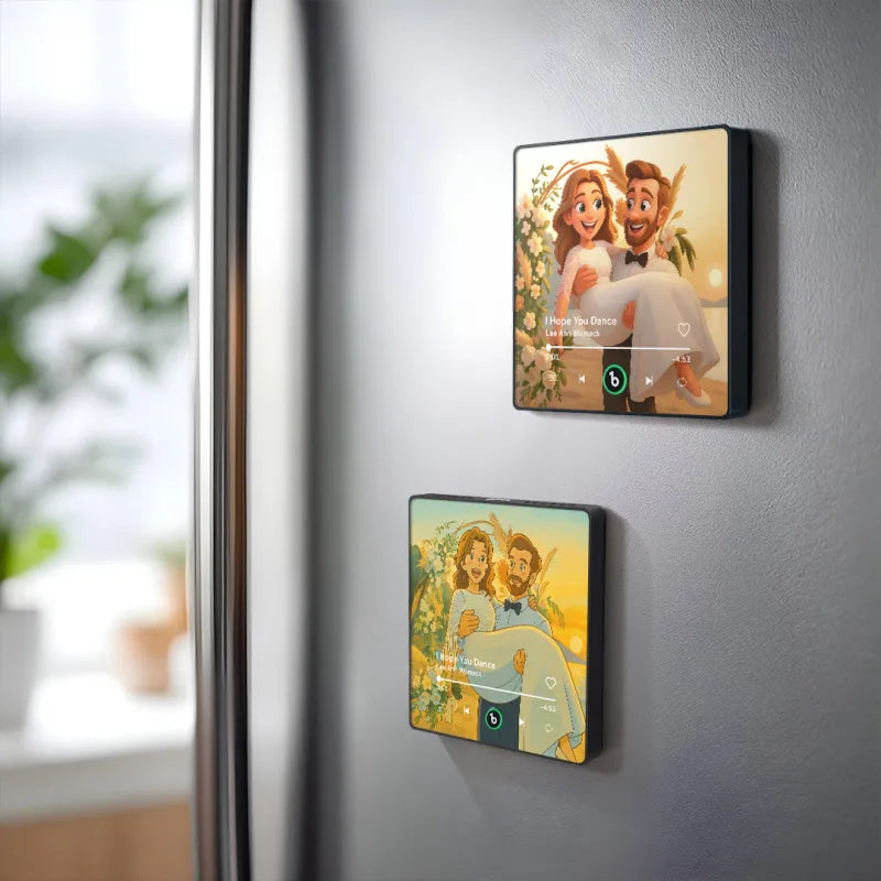 FridgeBeats Framed 4.0 Custom Photo Music Fridge Magnet Various Cartoon Style Song Fridge Magnet That Can Play Songs Wedding Gift