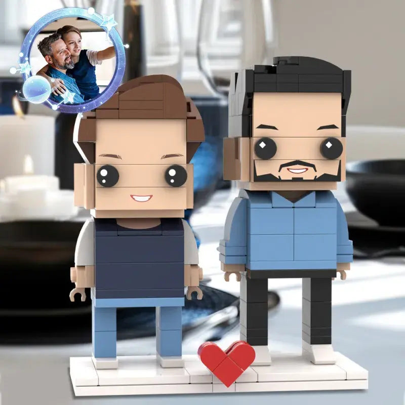 Full Body Custom 2 Person Brick Figures Small Particle Block Father's Day Gift