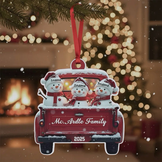 Custom Name & Year Snowman Acrylic Christmas Ornament – Personalized Holiday Tree Decor