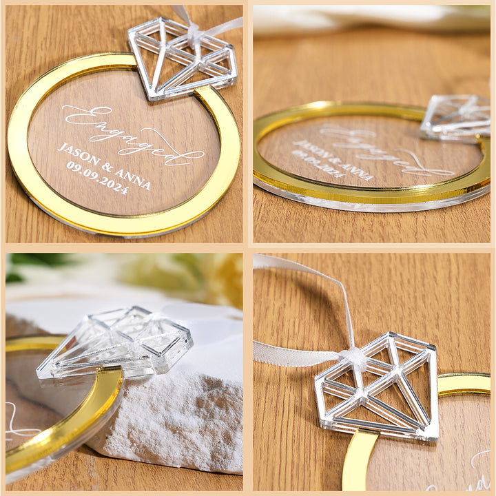 Personalized Engagement Ornament with Name Engaged Ornament Gift for Couple