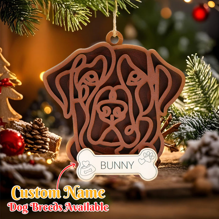 Personalized Line Art Dog with Name Christmas Ornament Christmas Gift for Dog Lover