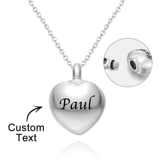 Custom Engraved Necklace Mini Heart Urn Pendant Necklace for Ashes