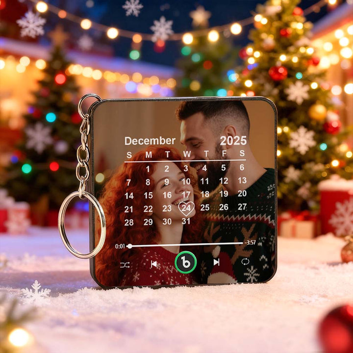FridgeBeats Custom Photo Calendar Music Keychain Music Box Bag Charm That Plays Music Without Cell Phone Best Gifts for Her