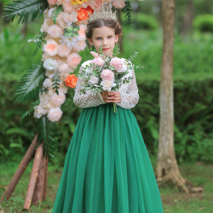 Flower Girl Dress Boho Flower Girl Toddler Junior Bridesmaid Fall Flower Girl Tulle Flower Girl Long Sleeve Flower Girl Dress