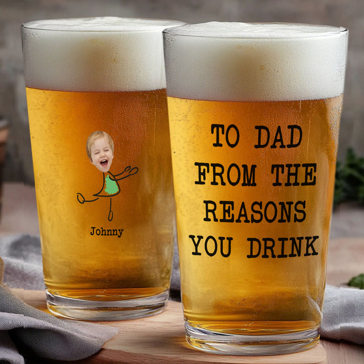 Personalized Beer Glass with Photo Portrait Character Action 16oz Beer Glass Gift for Him
