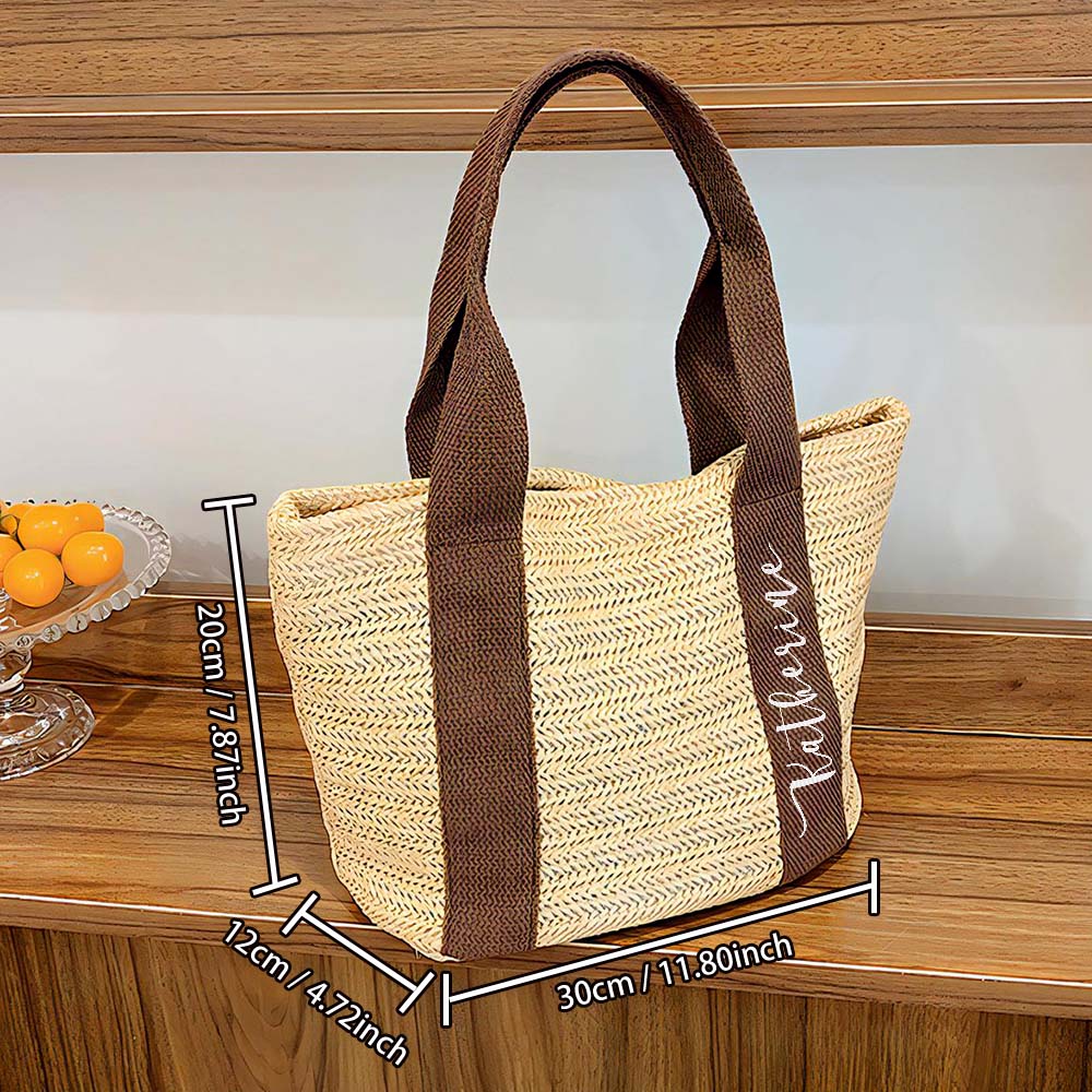 Personalized Beach Straw Bags Custom Tote Bag Bridal Shower Bag Wedding Gift for Bridesmaid Bride