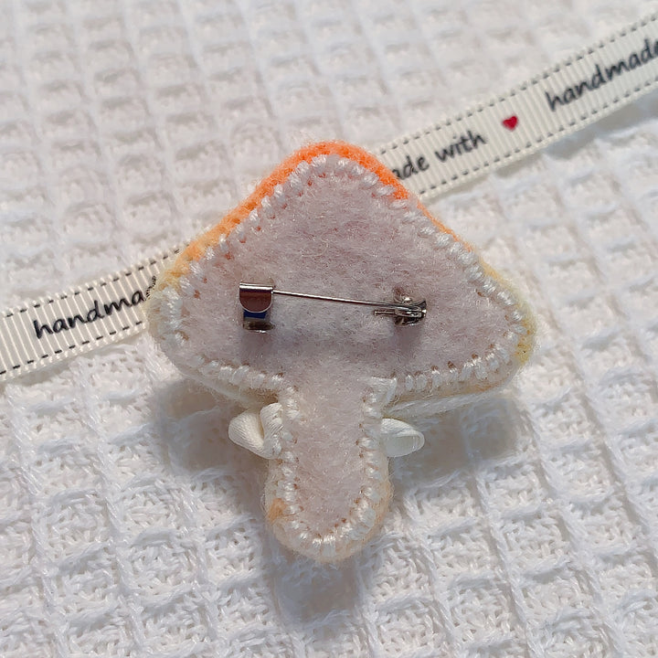 Whimsical Handmade Felt Mushroom Brooch - Unique Nature-inspired Accessory