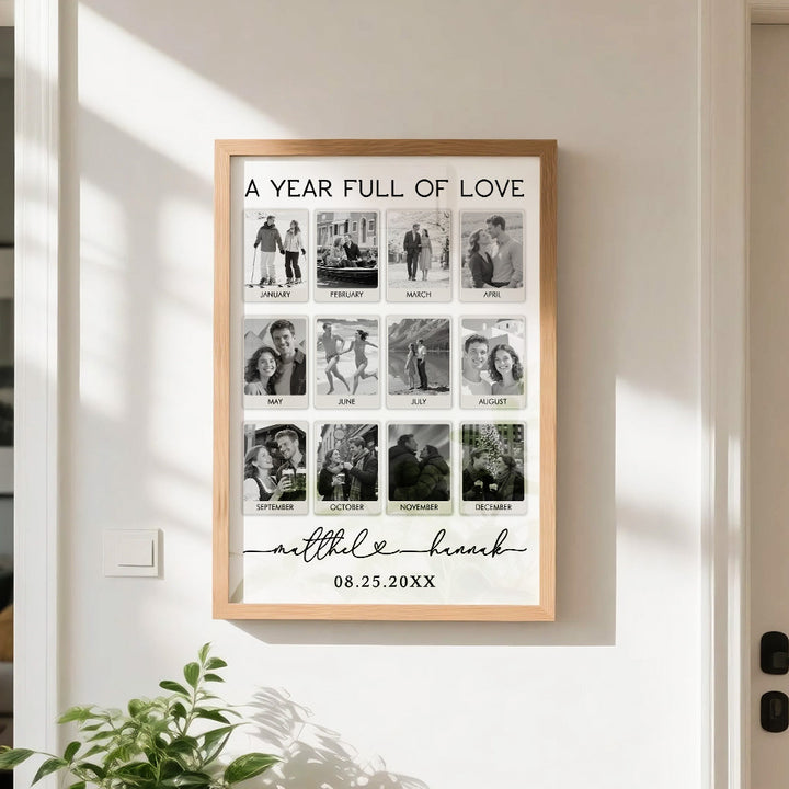 Custom Photo & Text Black & White Style Wooden Frame – Personalized Anniversary Keepsake Gift