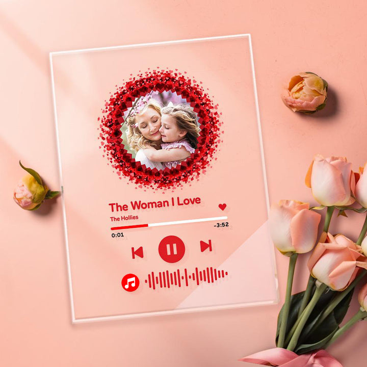 Custom Photo Can't Stop Love Scannable Music Code Music Plaque Night Light Personalized Acrylic Photo Gift For Mom