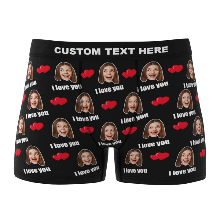 Custom I Love You Men's Boxer Shorts Personalized Underwear with Face