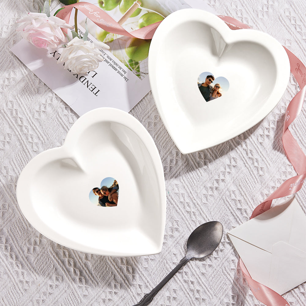 Personalized Heart Shaped Plate Ceramics Dinner Plate with Picture