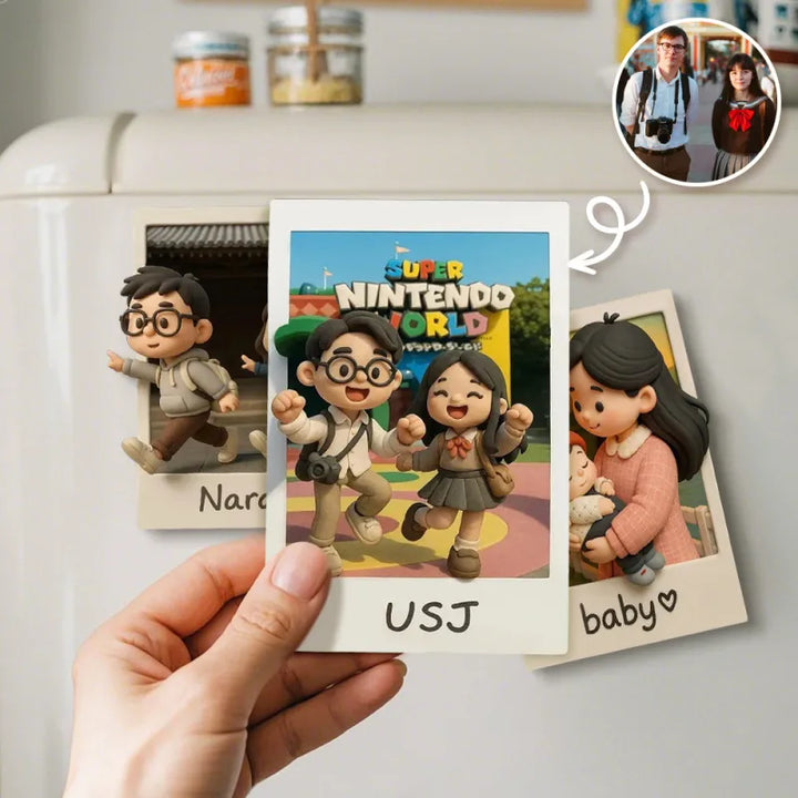 Custom 3D Acrylic Travel Photo Fridge Magnet with Text Anniversary Gift