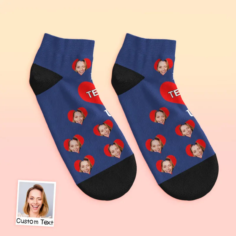 Custom Face Low Cut Ankle Socks – A Heartfelt "I Love U Mom" Gift for Every Occasion