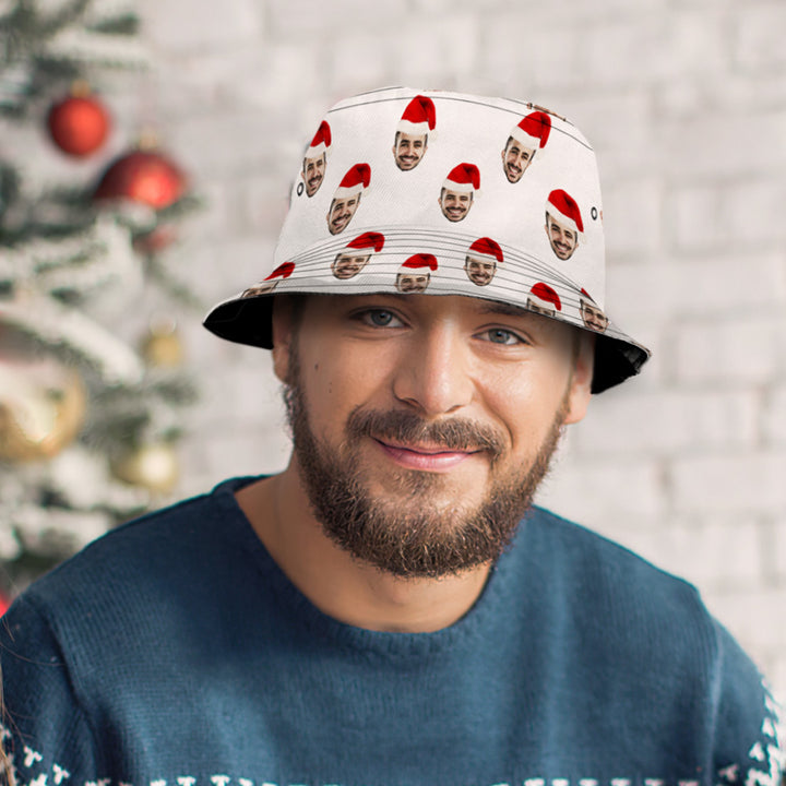 Custom Christmas Bucket Hat Personalized Face Unisex Fisherman Cap