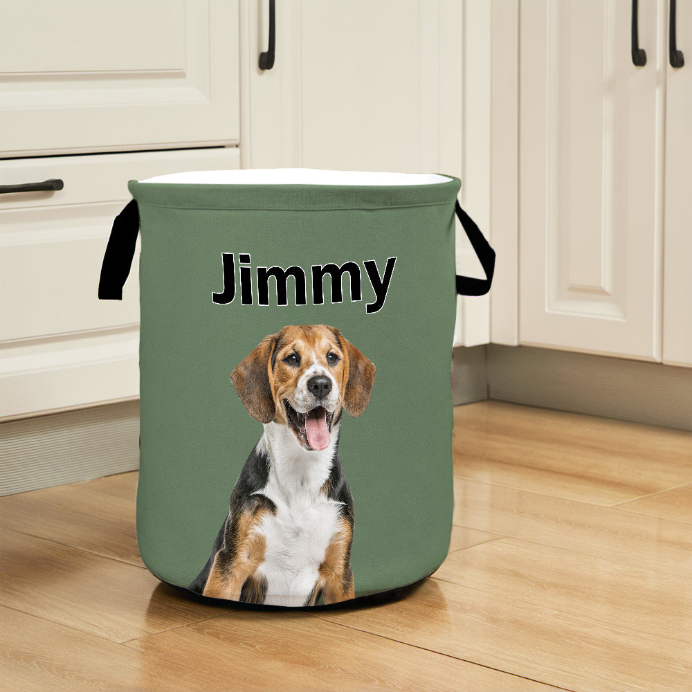 Personalized Pet Portrait Storage Basket Toy Laundry Basket Birthday Gift for Pet Lover