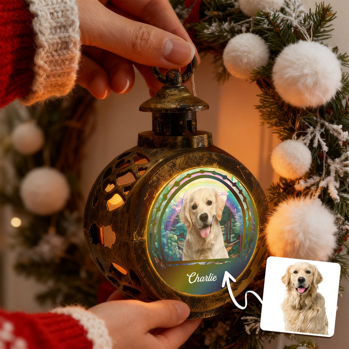 Custom Pet Photo with Optional Background Ornament – Personalized Pet Name Christmas Gift for Pet Lovers