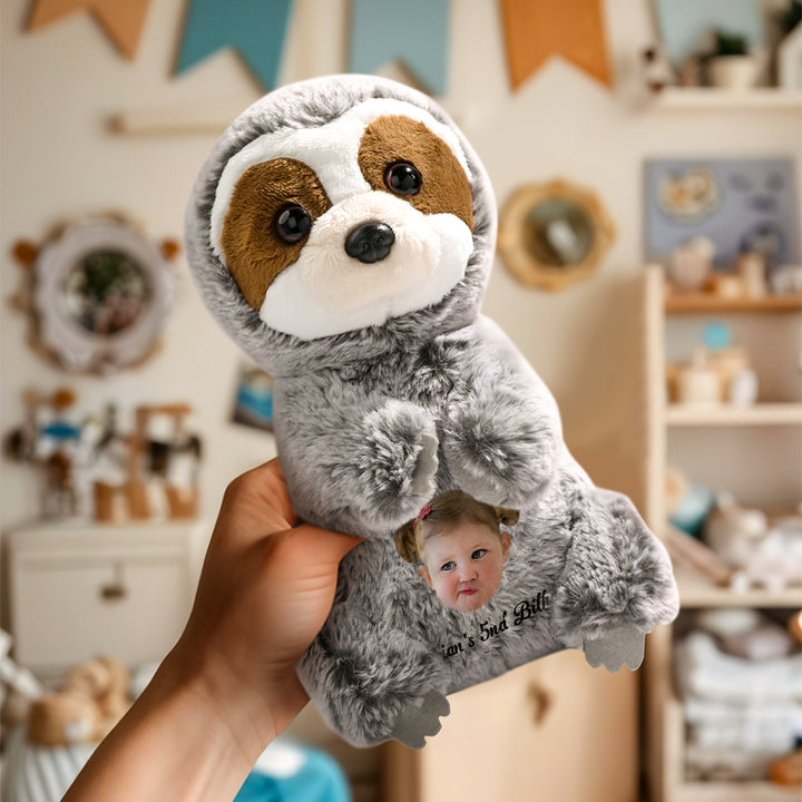 Personalized Sloth Plush Stuffed Toy with Custom Text and Face Gift for Kids