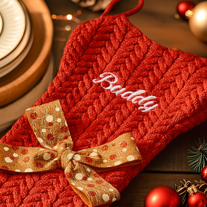 Personalized Dog Bone Christmas Stockings with Name Gift for Puppy Lovers