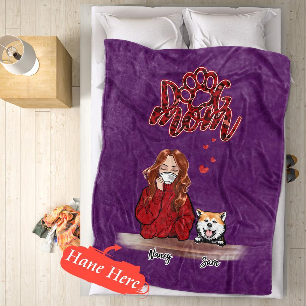 Personalized Name Dog Mom Fleece Blanket - Choose Number Of Pets
