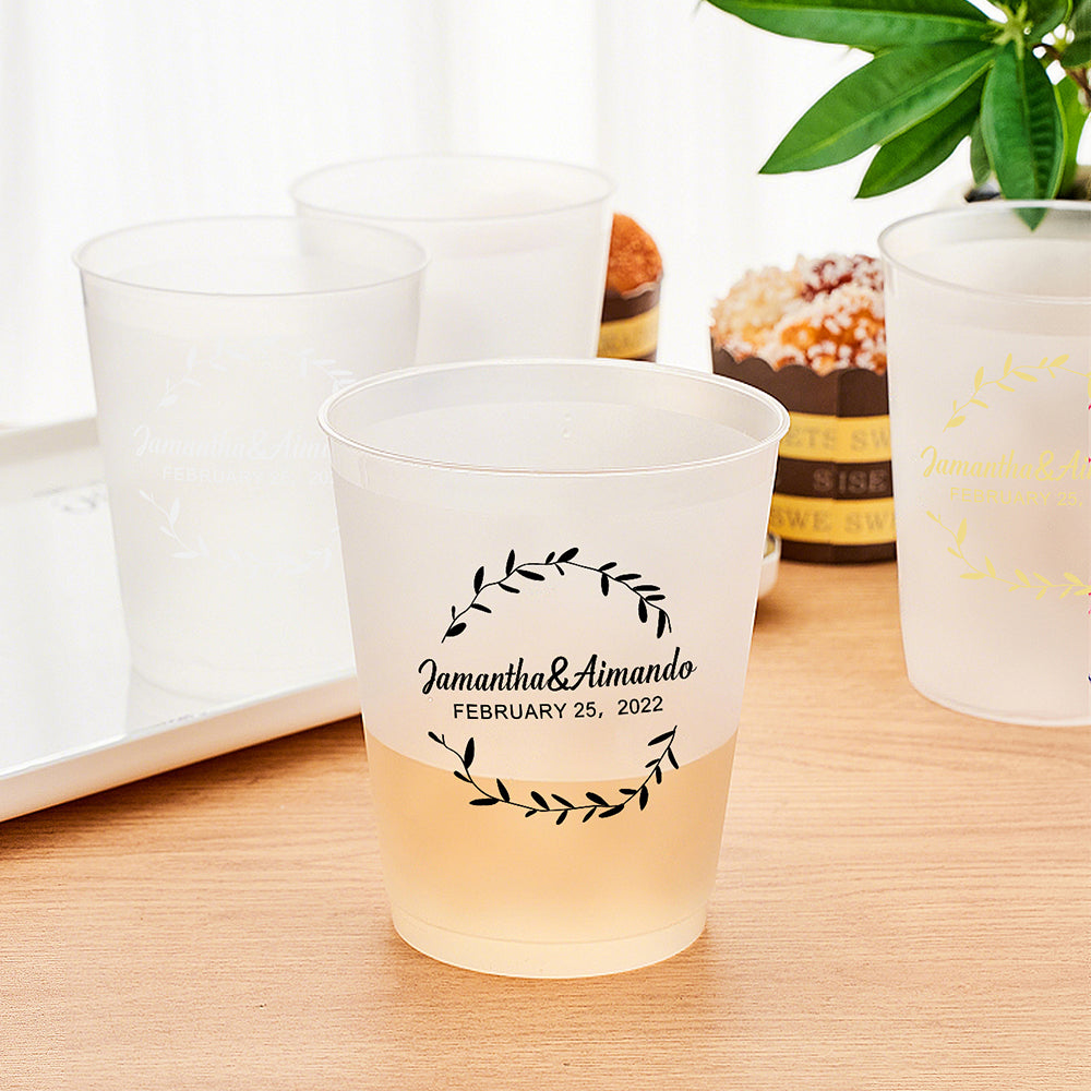 Personalized Disposable Plastic Cups for Wedding Engagement Party Supplies Gift for Couple