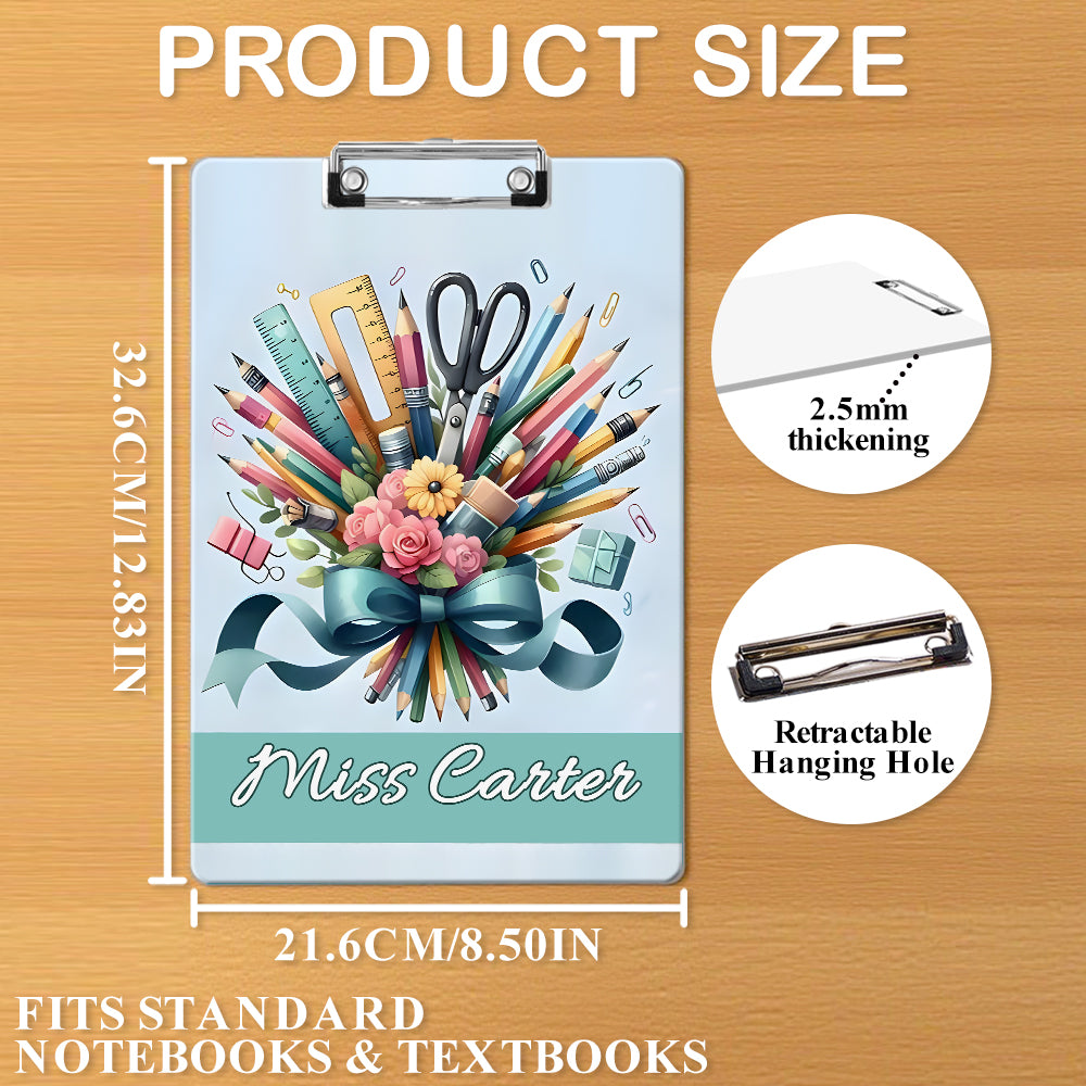 Custom Text Name Folder with Stationery Bouquet Design – Teacher's Day & Back to School Gift