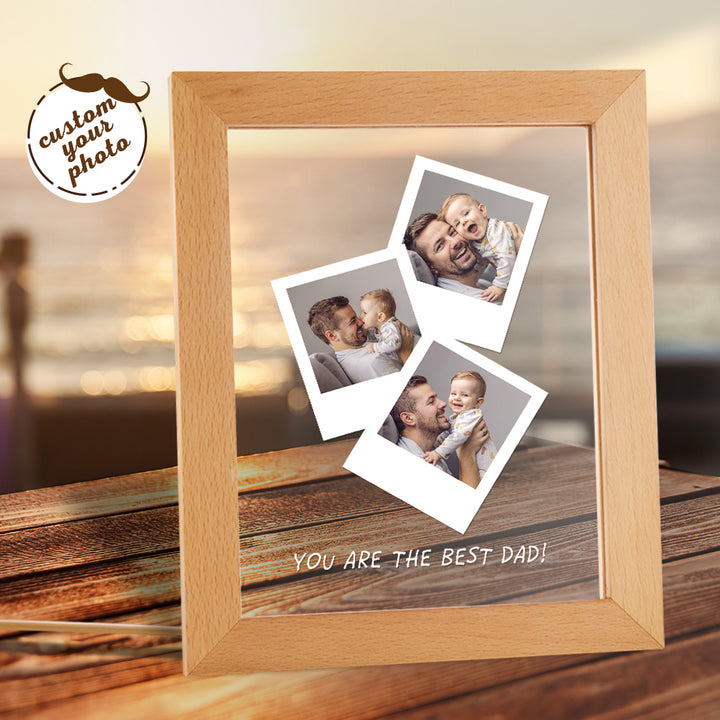 Father's Day Gift Personalized Photo Wooden Base Night Light for Dad