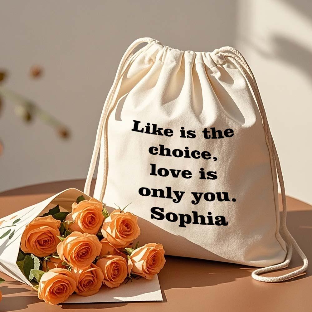 Custom Text Drawstring Canvas Bag – Personalized Travel Organizer