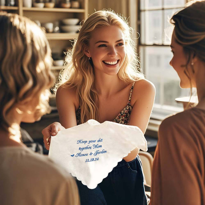 Personalized Embroidered Wedding Handkerchief Mother of the Bride or Groom Gift