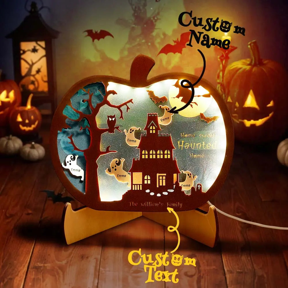Personalized Halloween Light with Family Name Halloween Decorations Night Light Gifts for Family