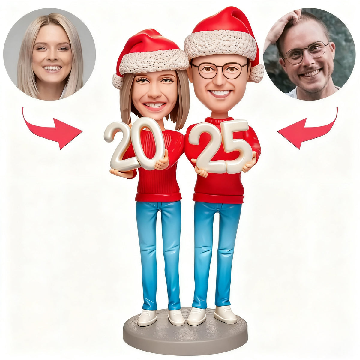 Christmas Gift Happy New Year Custom Bobblehead with Engraved Text